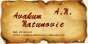 Avakum Matunović vizit kartica